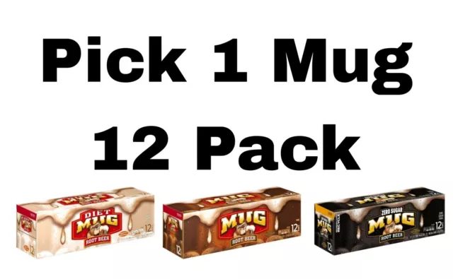 Pick 1 Mug Root Beer Soda Pop 12 Pack Original or Zero Sugar