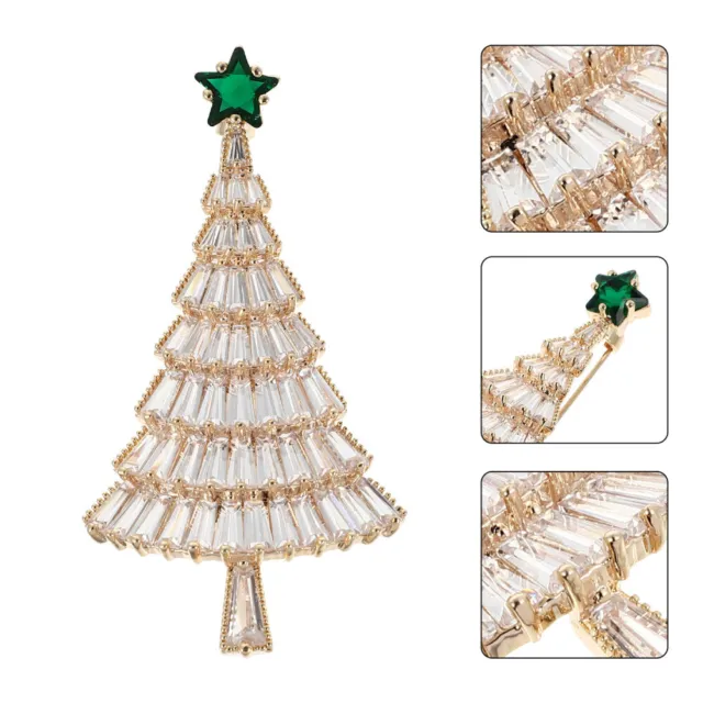 Christmas Brooch Tree Pin Sweater Rhinestone Brooches for Women Decor
