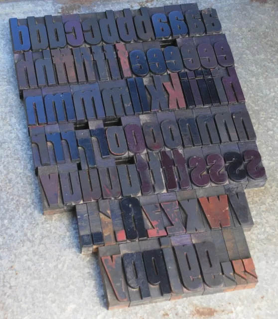 a-z Alphabet Holzbuchstaben 54 mm Lettern Holzlettern Vintage Buchdruck shabby