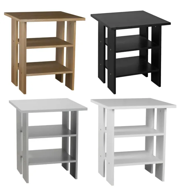 2 Tier Wooden Side End Table Nightstand Furniture Living Room Bedroom Storage