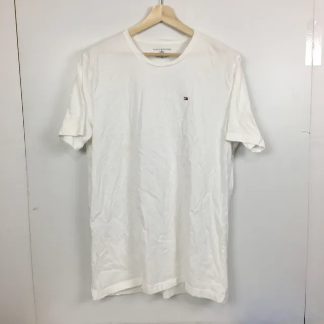 Tommy Hilfiger Mens T-Shirt Size XL White Logo Short Sleeve Crew Neck Tee