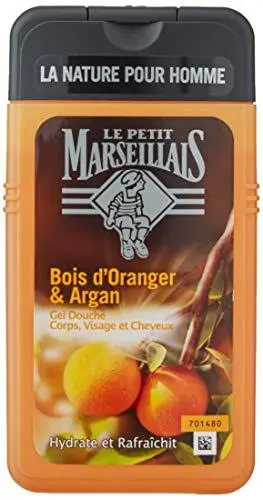 Le Petit Marseillais Gel Douche Homme Corps et Cheveux Bois D'oranger & Argan