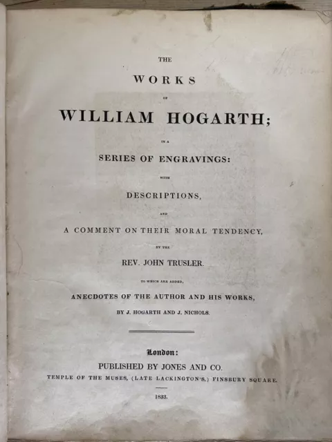 William Hogarth, The Works Of Antique Book 1833 And Signed 1896 By A Actress