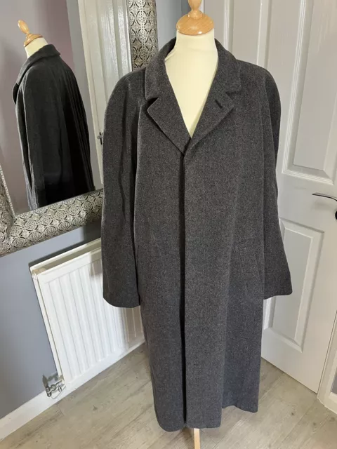 Men’s Vintage XL 52” Chest Cashmere Wool Strellson Grey Winter Coat - Long