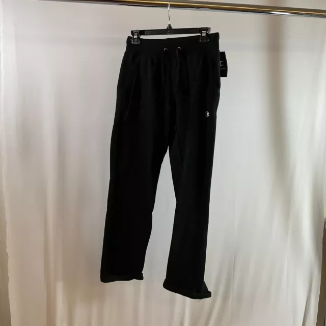 Champion M1064 Womens Black Fleece Open Bottom Sweat Pants Size Small