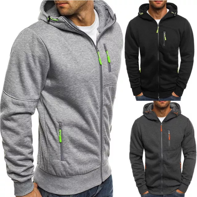 Men's Thick Warm Fleece Lined Hooded Hoodie Sweatshirt Winter Zip Up Coat Jacket