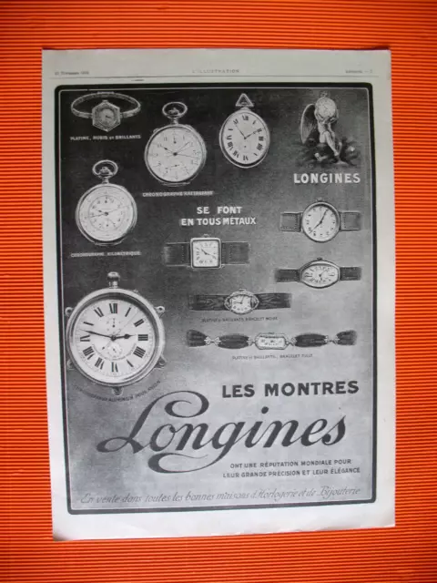 Publicite De Presse Longines Montres Reputation Mondiale Precision Ad 1916