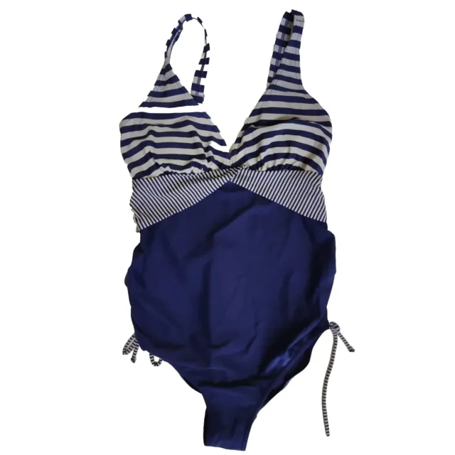 George Swimsuit Size 10 Navy White stripe Swim Costume Summer Beach padded cups
