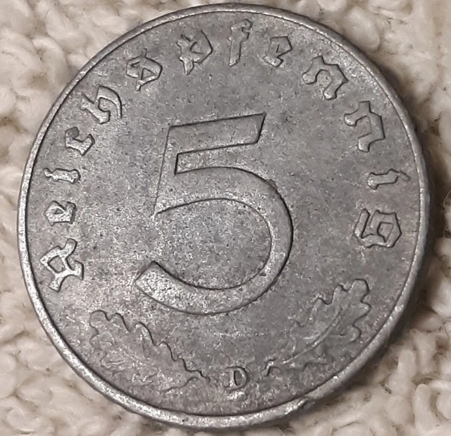 Vintage 1941  WW2 German 5 Reichspfennig , WWII Era Heavily Circulated Coin