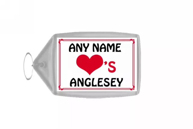 Love Heart Anglesey Personalised Keyring