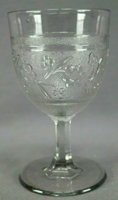 EAPG Unknown Manufacturer Stippled Star Flower Victorian Water Goblet C. 1880s