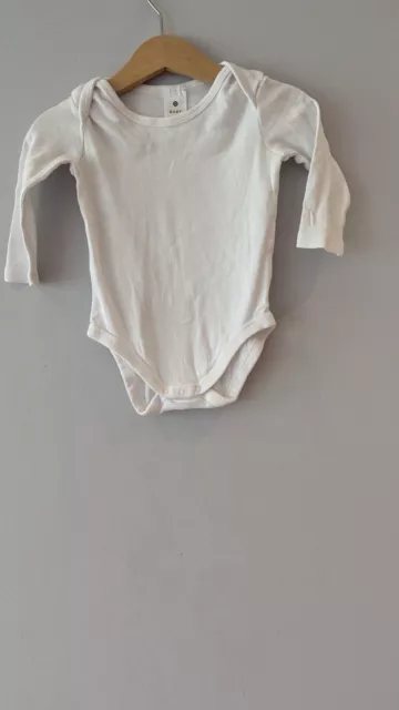 Target Baby Organic Cotton Long Sleeve White Romper Size 0 6-12 Months VGUC