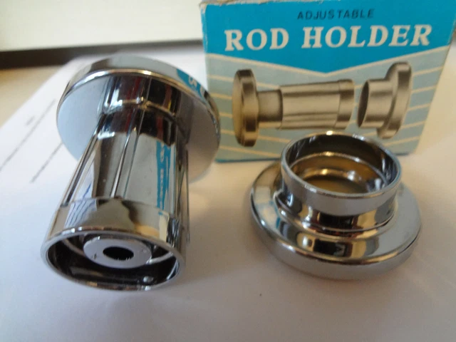 Adjustable Plastic Ends One Pair Shower Rod Holder, Chrome Plated