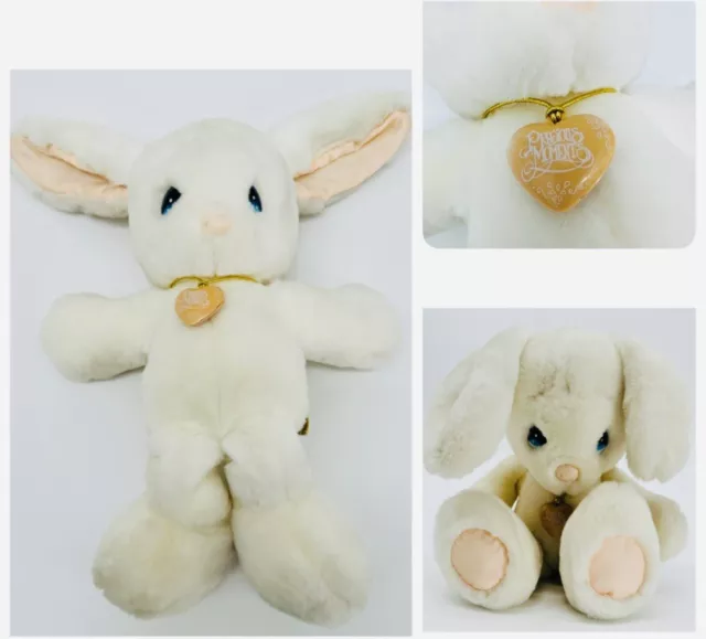 Applause Precious Moments Plush White Snowball Bunny Rabbit 1985 W/ Necklace FRS