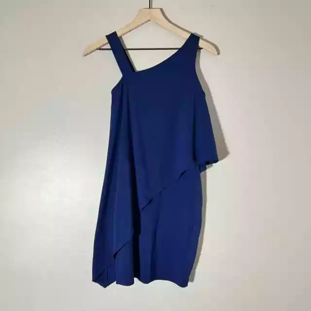Susana Monaco Asymmetrical Double Layer Stretch Dress Blue Women's Size XS NWT