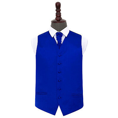 Royal Blu da Uomo Gilet Cravatta Set di raso pianura solido Matrimonio Tuxedo by DQT