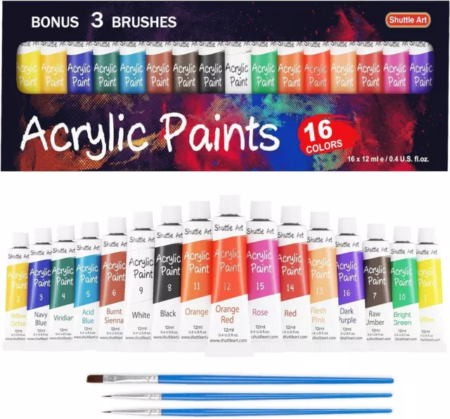 Fabric Paint, Shuttle Art 18 Colors Permanent Soft Fabric Paint in Bottles  (60ml/2oz) with Brushes, Palette, Stencils, Non-Toxic Textile Paint for