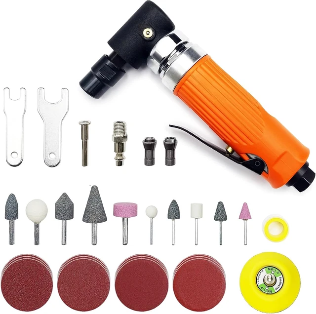 Mini kit amoladora troquelada de aire de 1/4" lijadora neumática ángulo recto 90 grados 20.000 rpm h