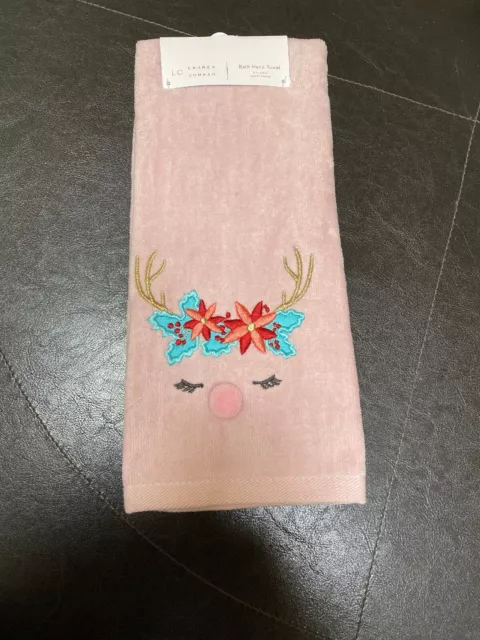 NWT LC LAUREN CONRAD Oh Deer Hand Towel Soft Feel Cotton Retail 14.99