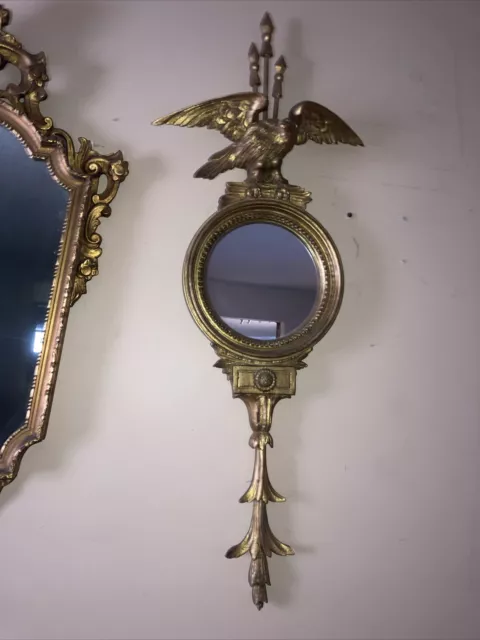 VINTAGE FRENCH ITALIAN TOLE WOOD MIRROR 36”Wood Eagle