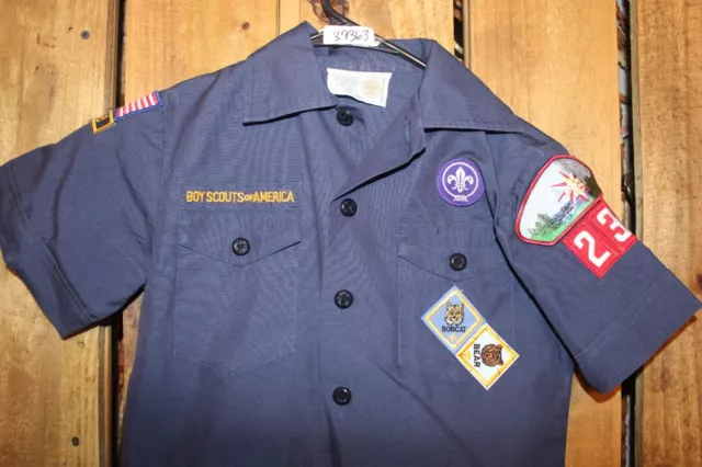 Boy Scouts of America Uniform Youth Shirt  Small Blue Cub SEWN on patches 2