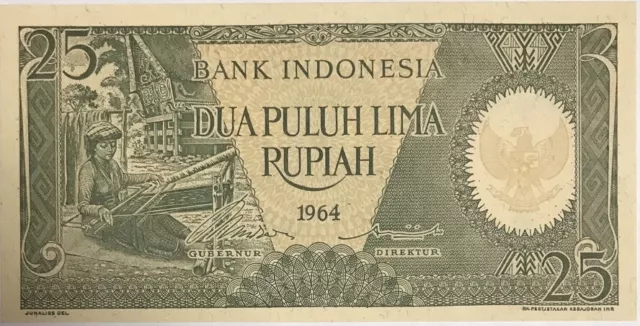 Indonesia 25 Rupiah 1964 P 95 UNC