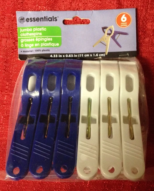 JUMBO PLASTIC CLOTHES Pins Clothespins Huge 4 1/3" Holds Heavy Laundry