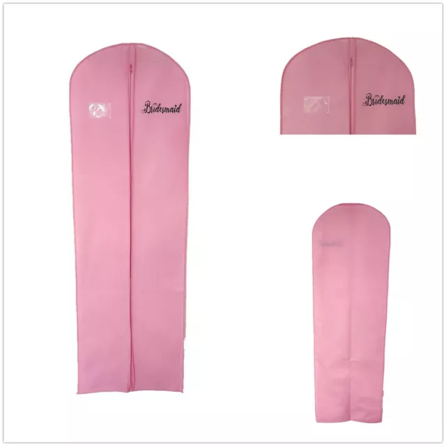 Pink Personalised Breathable Long Bridesmaid Dress Cover Garment Travel Bags