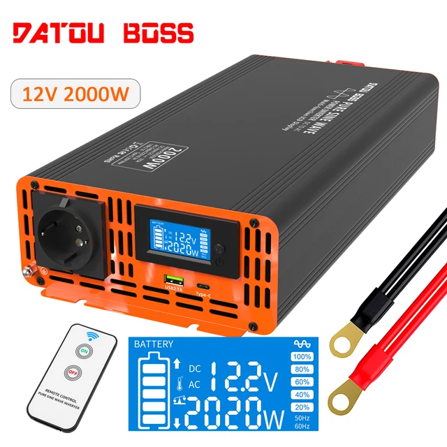 Convertisseur 24V Vers 220V Pur Sinus 2000W - Parfait Pour Voiture, Camping, Urgences