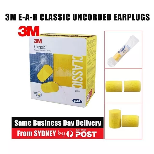 3M E-A-R Classic Uncorded Earplugs 312-1201 NRR29 Class 4 Ear Plugs 5-200 Pairs