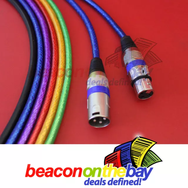 2m XLR Male to Female Cable Australian Made Double Shield 6 colours Short Proof
