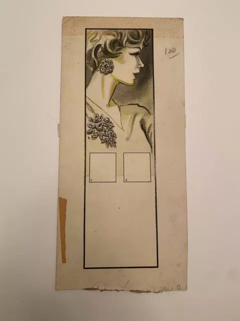 K) Vintage Gimbel Brothers Dept Store 1960s Women's Jewelry Fashion Drawing