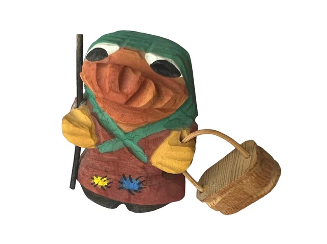 VTG Troll Henning Style Hand Carved Painted Wooden Figure Norway Gnome Folk Art