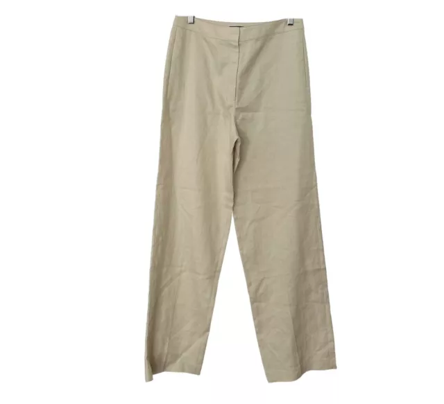 Theory Women's Size 6 Clean Trouser Pants Sand Melange Linen $285 Flaw