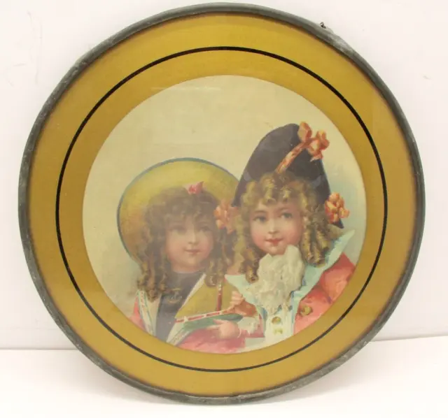 Rare Antique 7.5” German Victorian Flue Cover With Children Toy Sailboat