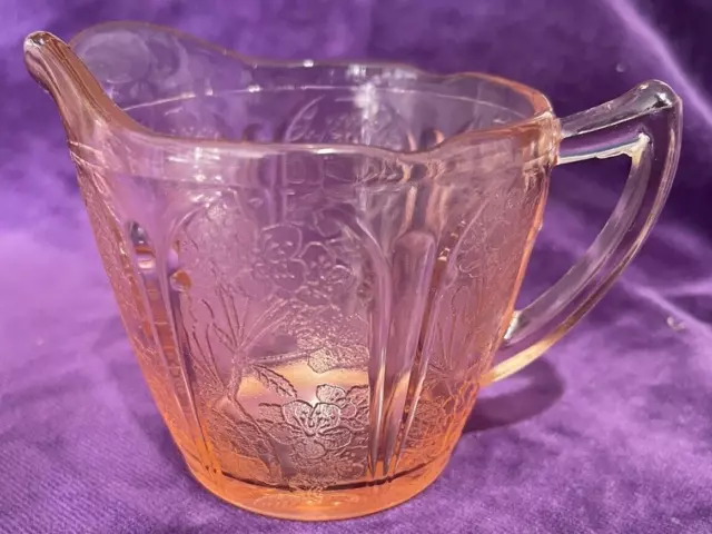 Vintage Jeannette Cherry Blossom Pink Creamer Pitcher Depression Glass