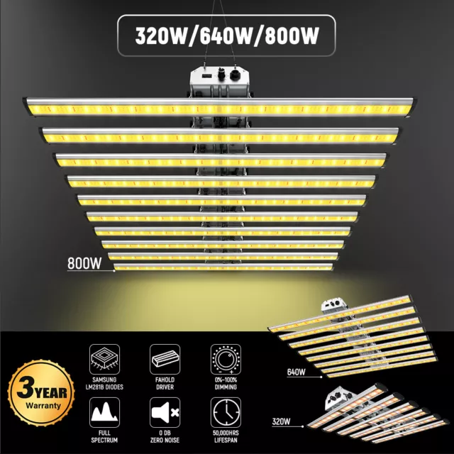 800W 640W 8/10 Bar  LED Grow Light  Full Spectrum for Indoor Plants Veg Bloom IR