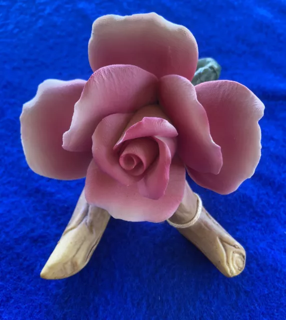 Capodimonte Pink Rose Hand Made Porcelain  Made In Italy