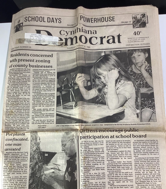 CYNTHIANA KY NEWSPAPER Aug 31, 1989 RARE Original Great Ads! School