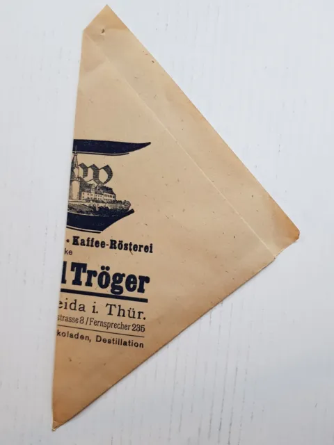 Werbetüte vom Kolonialwarenhändler Eduard Tröger in Weida i.Thür. Brüderstraße 8