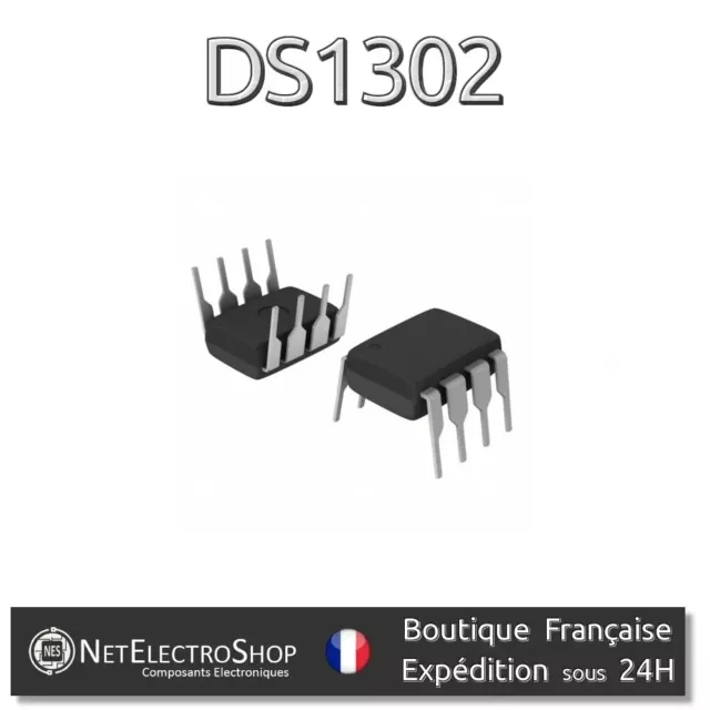 2x Circuit intégré DS1302, Horloge Temps Reel RTC, DIP-8, DIY, Arduino, Pi.