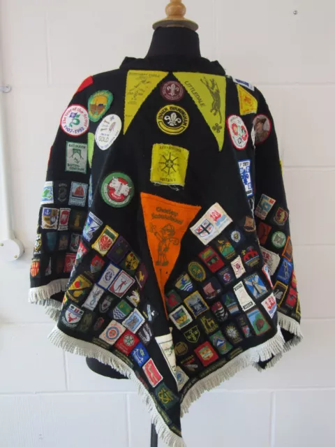 Vintage Boys Scout Scouting Badge Poncho Blanket Original Patches c.1970s-80s