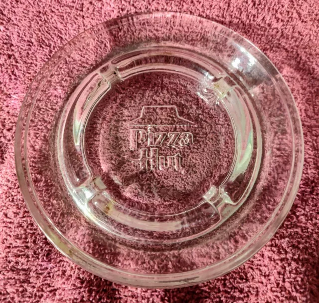 Vintage Pizza Hut Ash Tray 5" Glass Restaurant Tabletop Cigarette Ash Tray