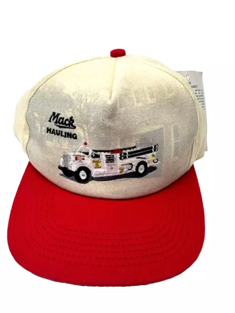 Mack Trucks Hauling Bulldog Trucker Hat Cap Snapback Beige K Products Vtg N1 C