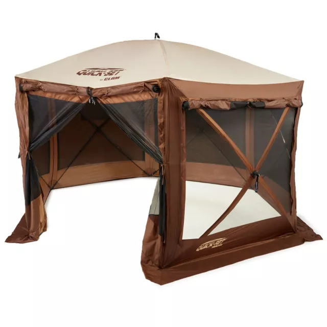 CLAM Quick-Set Pavilion 12.5 x 12.5 Foot Portable Outdoor Canopy Shelter, Brown