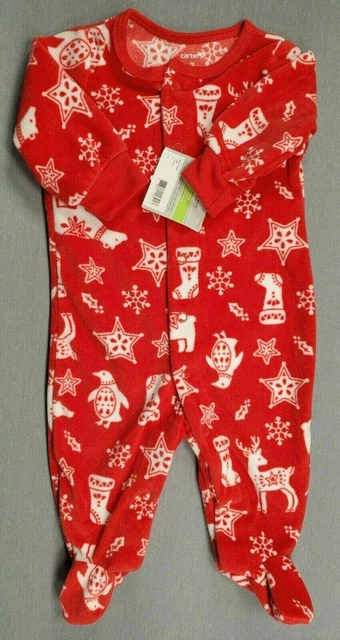 Baby Girl Boy New Vintage Carter's 3 Month Fleece Christmas Footed Outfit