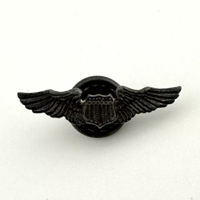 WW2 US Air Force Sterling Pilot Wings 1” Screw Back Cap Military Sweetheart Pin