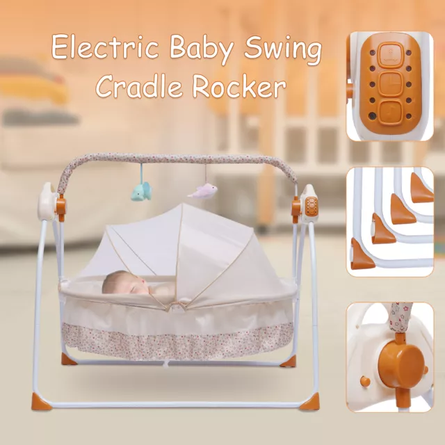 Electric Baby Swing Rocking Chair Bassinet Rocker Music Cradle MP3 With Remote