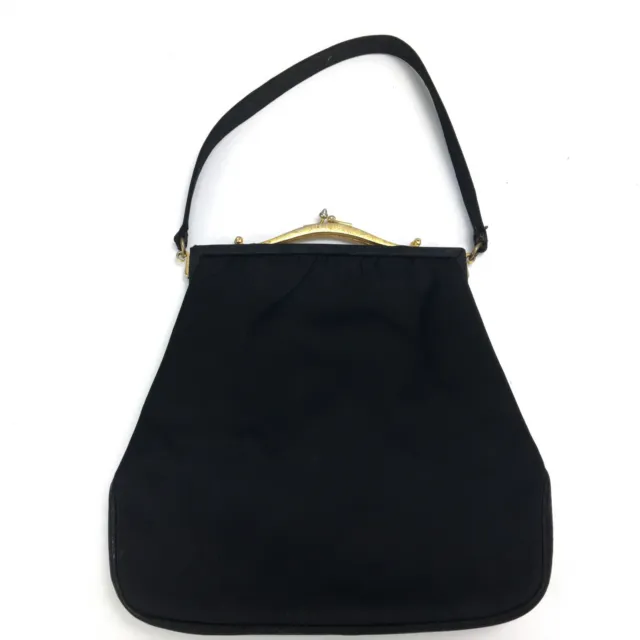 Twifaille by Rosenfeld Black Satin Handbag Vintage