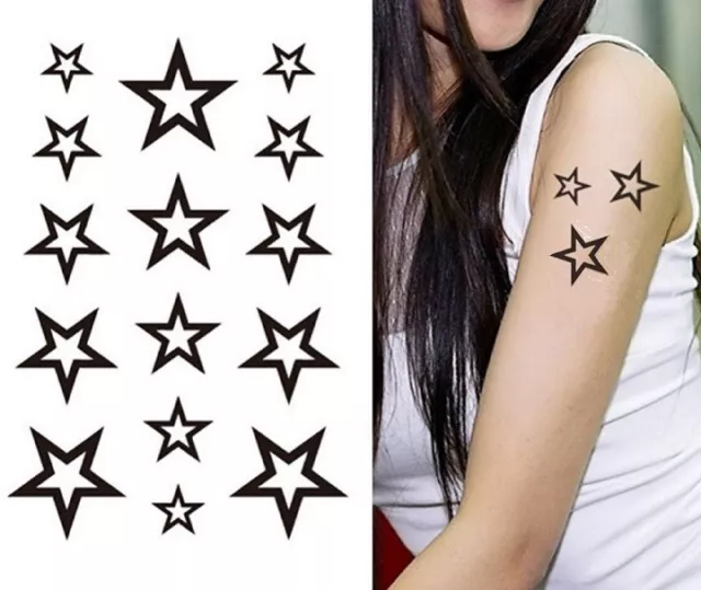 Einmal Tattoo Wasserfest Aufkleber Stern Temporary Bodytattoo Fake Tattoo Trend